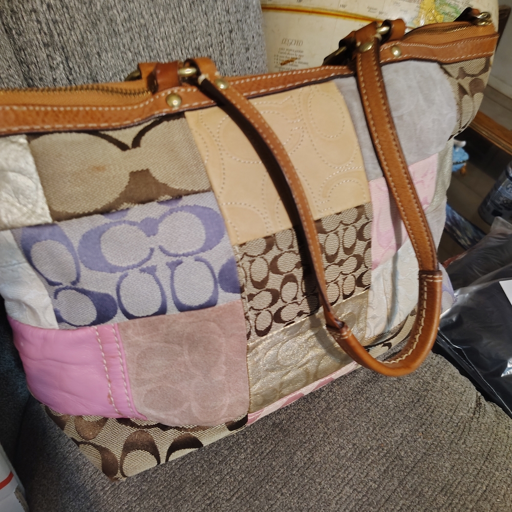 Coach Multicolor Patchwork Tote with Leather Hand… - image 3